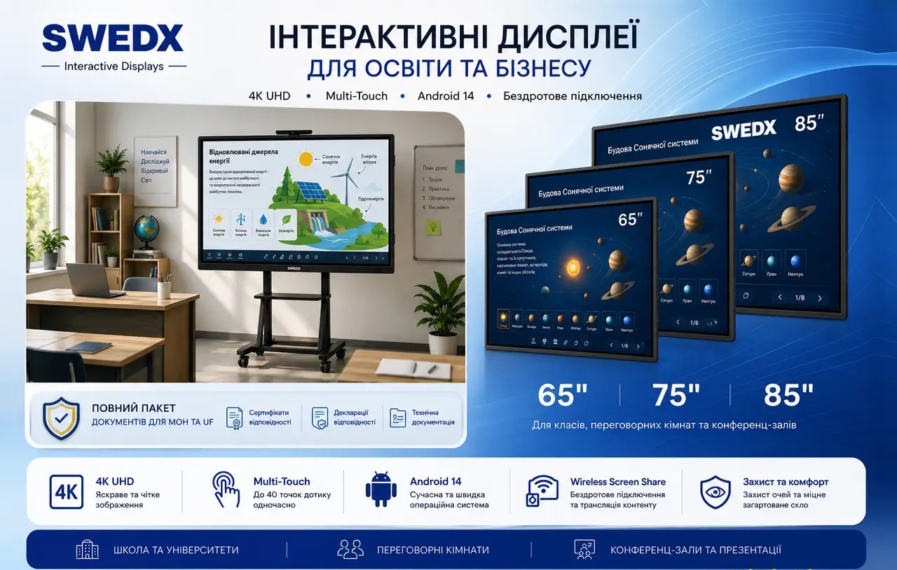 SWEDX інтерактивні панелі для освіти та бізнесу